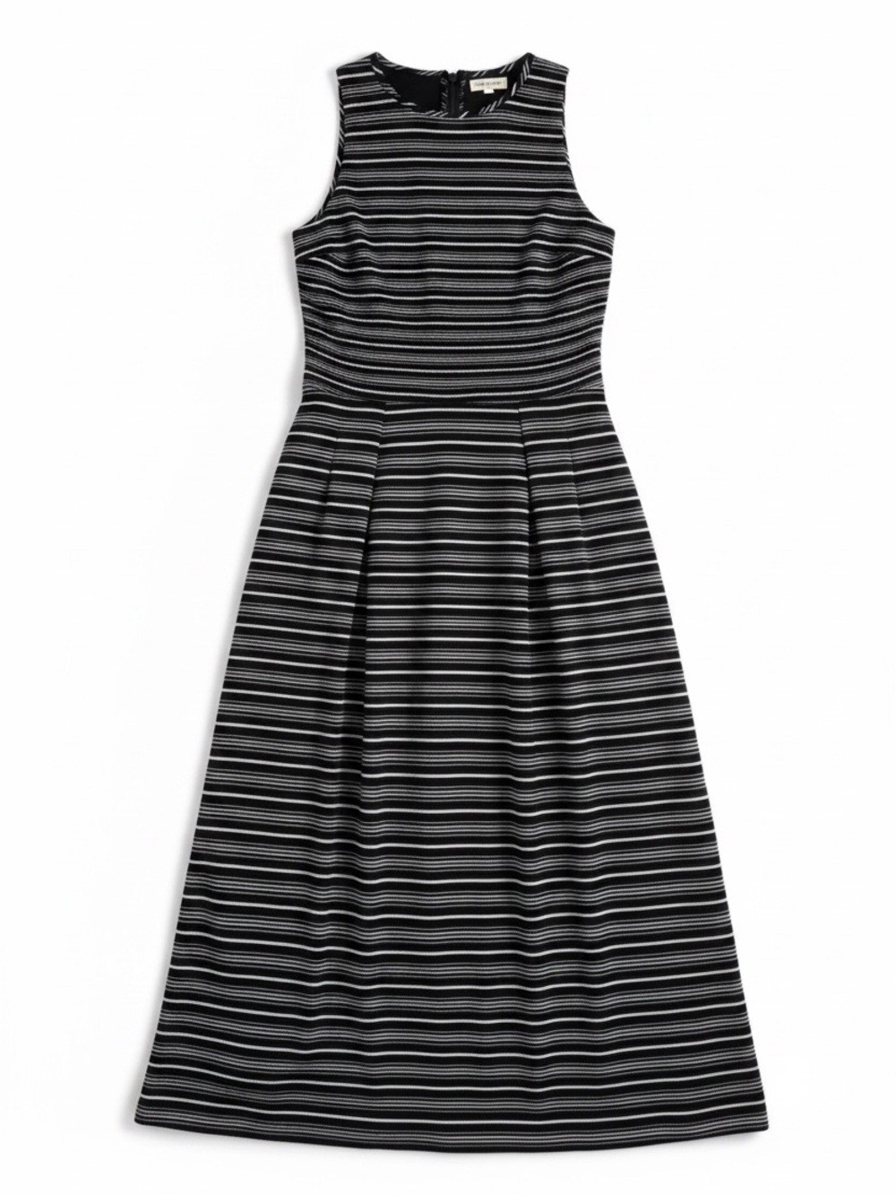 Kay Unger Maxi Dress Black White Striped Textured Sleeveless Size 10